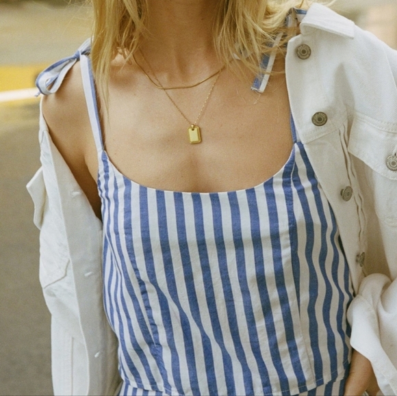Old Navy Cami Crop Top Blue and White Stripe Large - Picture 1 of 9